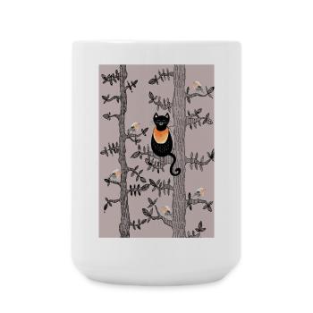 Chat & Rouge-gorge poster - Grande tasse 440 ml - blanc - Devant