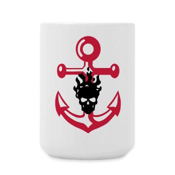 Anker und Schädel - Große Tasse 440 ml - Weiß - Vorne