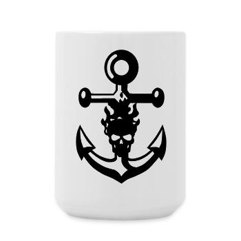 Anker und Schädel - Große Tasse 440 ml - Weiß - Vorne