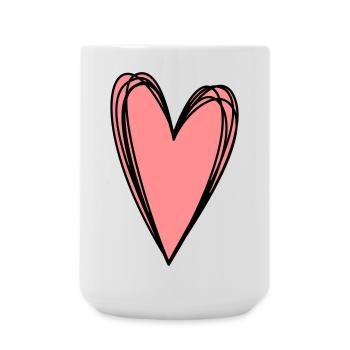Heart Pink Scribble Doodle Gift Love - Large Mug 440 ml - white - Front