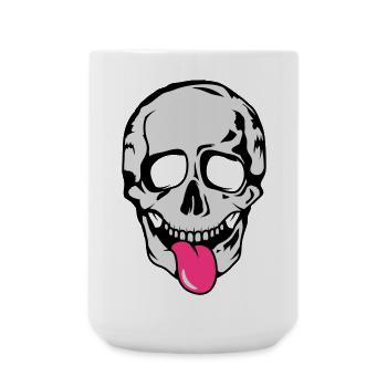 Skull streckt Zunge raus - Große Tasse 440 ml - Weiß - Vorne