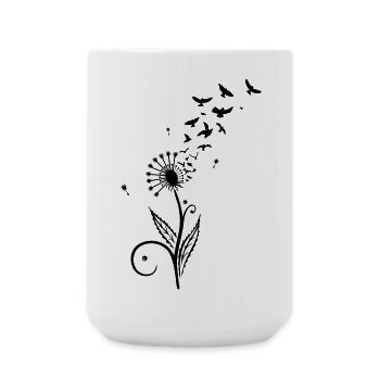 Löwenzahn, Vögel, dandelion, birds - Grande tasse 440 ml - blanc - Devant
