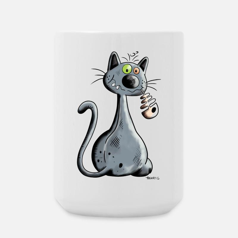 Schwarze Katze - Große Tasse 440 ml - Weiß