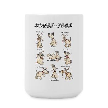 Hunde Yoga - Große Tasse 440 ml - Weiß - Vorne