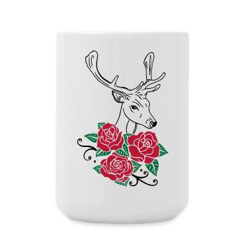 Deer Deer Antlers Roses October-Fest - Large Mug 440 ml - white - Front