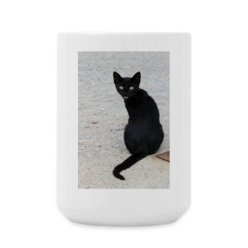 Cat black - Large Mug 440 ml - white - Front