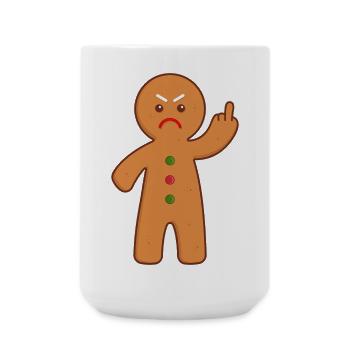 Gingerbread man stinking finger middle finger - Large Mug 440 ml - white - Front