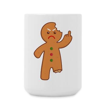 Gingerbread man stinking finger middle finger - Large Mug 440 ml - white - Front