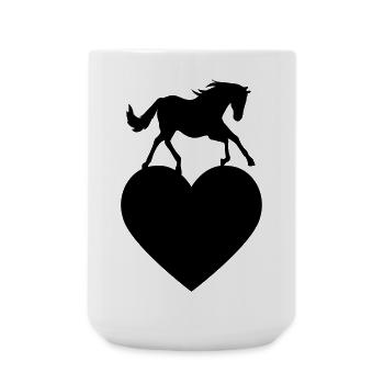 Pferd mit Herz - Große Tasse 440 ml - Weiß - Vorne