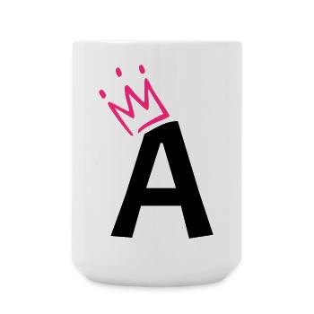Lettre A avec couronne - Grande tasse 440 ml - blanc - Devant