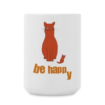 katze be happy - Große Tasse 440 ml - Weiß - Vorne