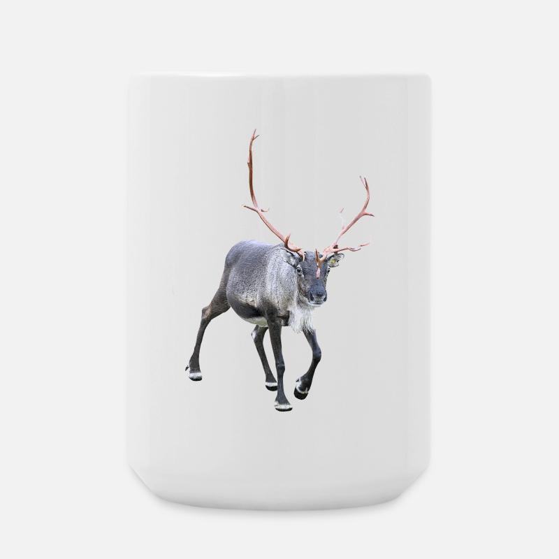 Modern Reindeer Bull with Large Horn Crown - Large Mug 440 ml - white