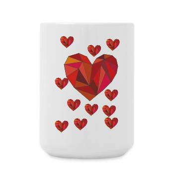 Geometric heart pattern in warm red - Large Mug 440 ml - white - Front
