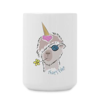 Alpaka / Lama - Unikorn? That's fake! - Große Tasse 440 ml - Weiß - Vorne