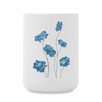 Blaue Blumen - Große Tasse 440 ml - Weiß - Vorne