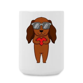 Dachshund with sunglasses and heart - Large Mug 440 ml - white - Front