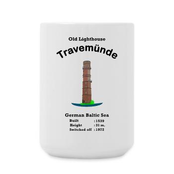 Alter Leuchtturm Travemünde, Ostsee, Deutschland - Große Tasse 440 ml - Weiß - Vorne