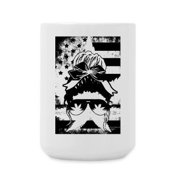 Hemp Woman Glasses American Flag - Large Mug 440 ml - white - Front