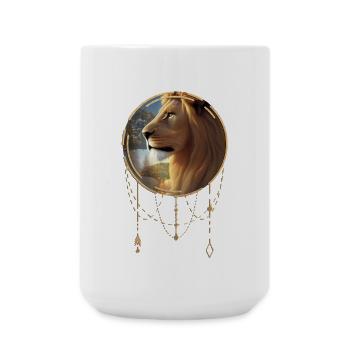 Toller Löwe bei Sonnenuntergang - Große Tasse 440 ml - Weiß - Vorne