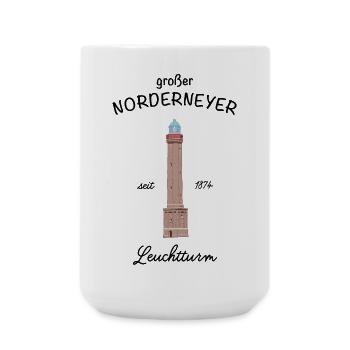 Norderney, Nordsee, großer Leuchtturm, Zeichnung - Große Tasse 440 ml - Weiß - Vorne