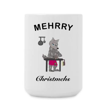 Mehrry Christmehs, lustige Weihnachten in NL - Große Tasse 440 ml - Weiß - Vorne