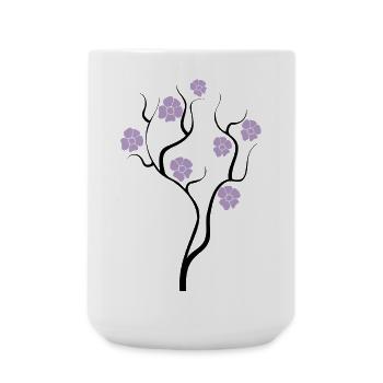 Tree with purple flowers - Creative illustration - Large Mug 440 ml - white - Front
