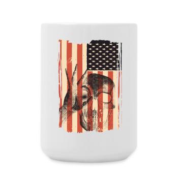 USA Flagge mit Totenkopf - Große Tasse 440 ml - Weiß - Vorne