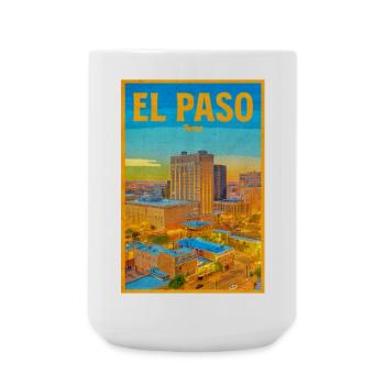 El Paso Skyline Retro - Große Tasse 440 ml - Weiß - Vorne