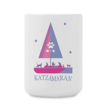 Katzamaran Boot - Große Tasse 440 ml - Weiß - Vorne