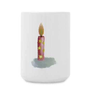 Bougie d’anniversaire dessinée à la main avec des étoiles - Grande tasse 440 ml - blanc - Devant