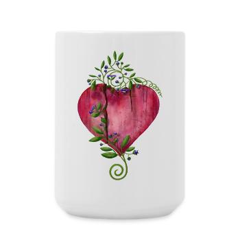 Heart with Flowers - Große Tasse 440 ml - Weiß - Vorne