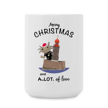 Weihnachten, Axolotl, Leuchtturm Bremerhaven - Große Tasse 440 ml - Weiß - Vorne