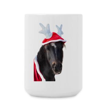 Pferd mit Rentiermütze - Große Tasse 440 ml - Weiß - Vorne