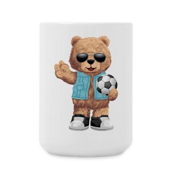 Cooler Bär mit Ball Fussball - Große Tasse 440 ml - Weiß - Vorne