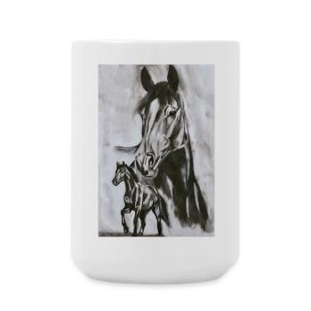 Majestätisches Pferd und sein Fohlen - Große Tasse 440 ml - Weiß - Vorne