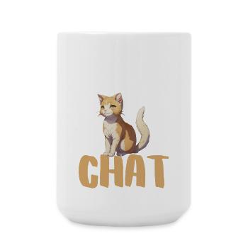 Papa Chat: Chat orange et Typo Large - Grande tasse 440 ml - blanc - Devant