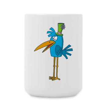 Blue bird and its hat - Large Mug 440 ml - white - Front