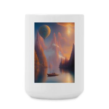 Paysage avec lac, bateau et montagnes - Grande tasse 440 ml - blanc - Devant