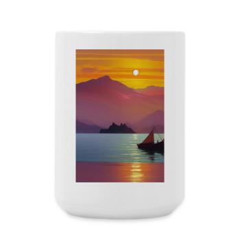Paysage avec lac, bateau et montagnes - Grande tasse 440 ml - blanc - Devant