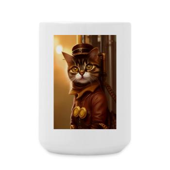Cat Steampunk Style - Large Mug 440 ml - white - Front