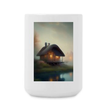 Charmante cabane au bord du lac - Grande tasse 440 ml - blanc - Devant