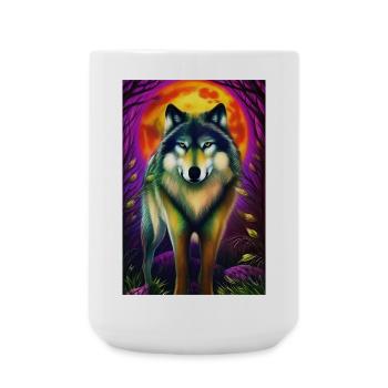Wolf und Mond - Große Tasse 440 ml - Weiß - Vorne