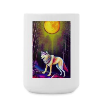 Wolf und Mond - Große Tasse 440 ml - Weiß - Vorne