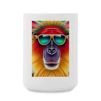 Cooler Affe mit Sonnenbrille - Große Tasse 440 ml - Weiß - Vorne