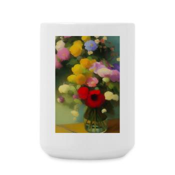 Blumen und Schmetterling - Große Tasse 440 ml - Weiß - Vorne