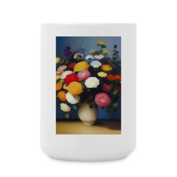 Blumen und Schmetterling - Große Tasse 440 ml - Weiß - Vorne