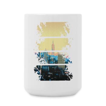 NYC-Silhouette in Neontönen - Große Tasse 440 ml - Weiß - Vorne
