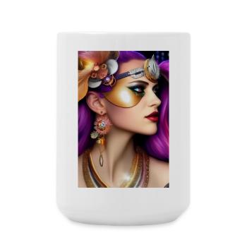 Beautiful woman with mask - Large Mug 440 ml - white - Front