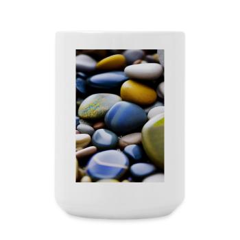 Bunte Steine - Große Tasse 440 ml - Weiß - Vorne