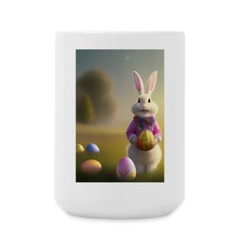Lapin de Pâques avec œufs de Pâques - Grande tasse 440 ml - blanc - Devant